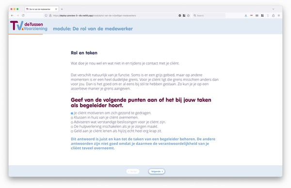 Screenshot van de module