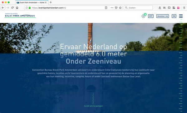 Screenshot van de homepage