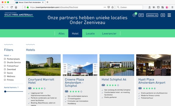 Screenshot van de overzichtspagina